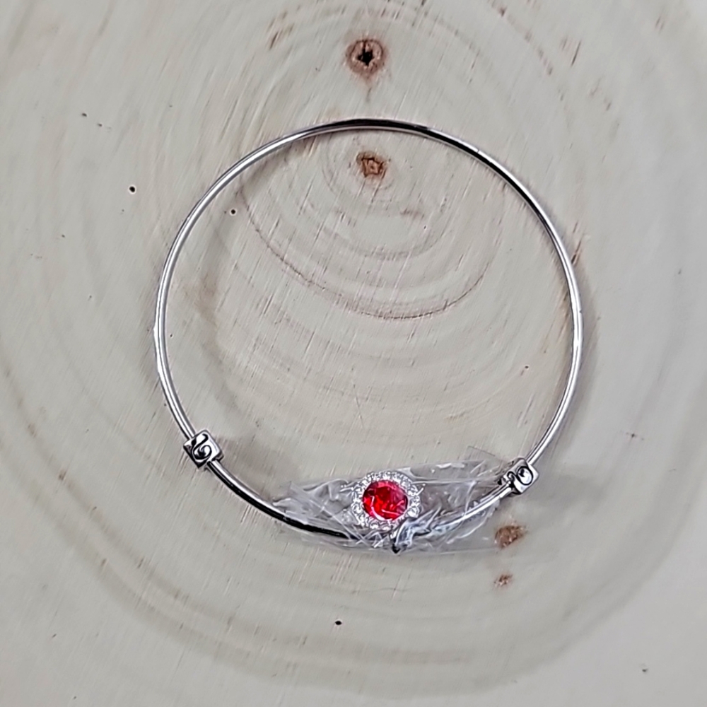 Adjustable Bracelet Silver With Red Stone NWOT